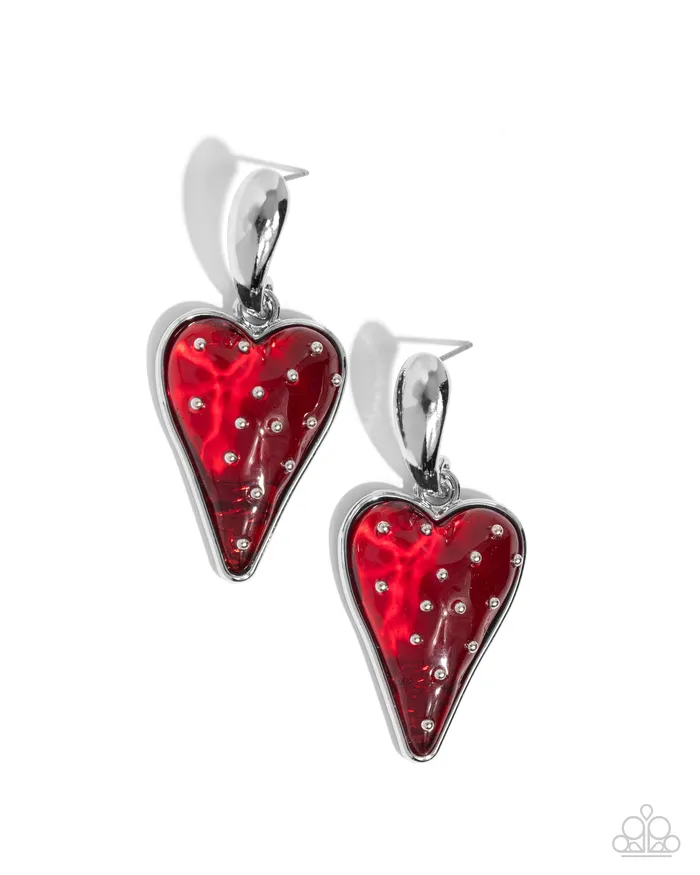 Earrings Glossy Goodwill Red Paparazzi Accessories