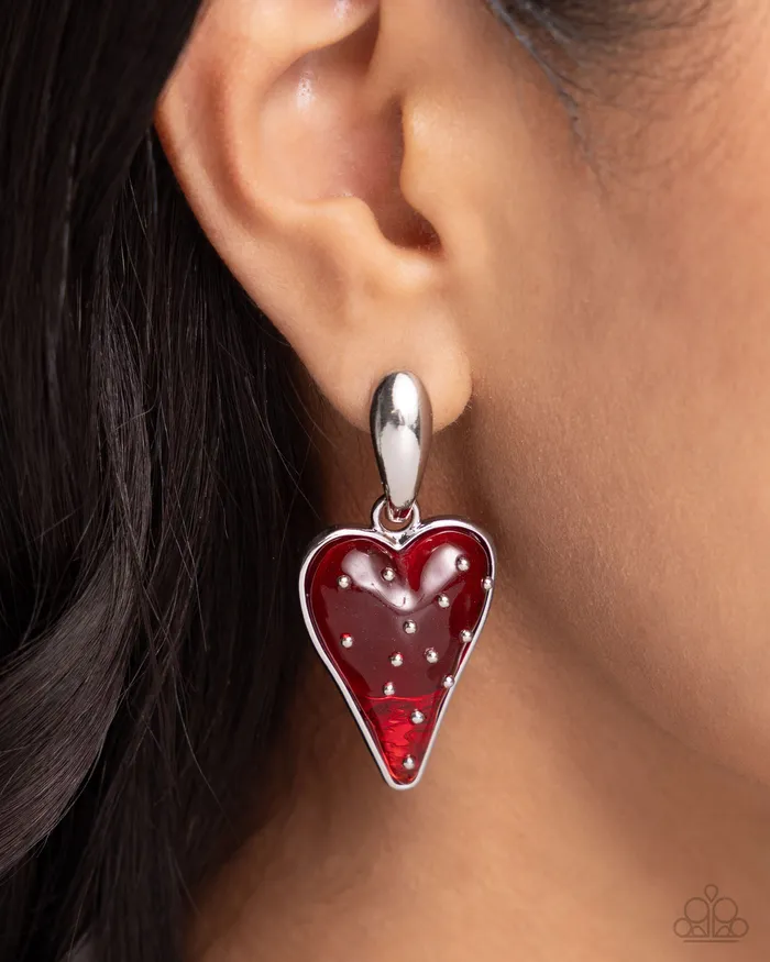 Earrings Glossy Goodwill Red Paparazzi Accessories