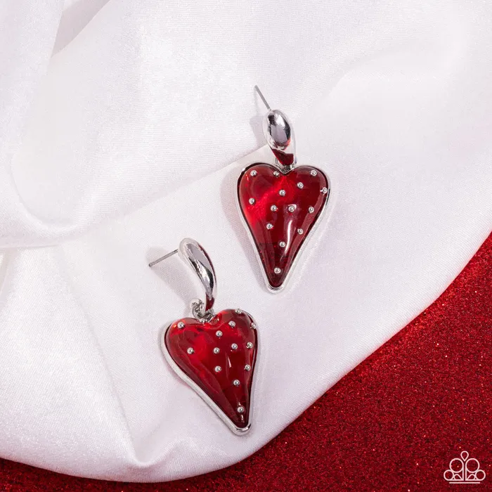 Earrings Glossy Goodwill Red Paparazzi Accessories