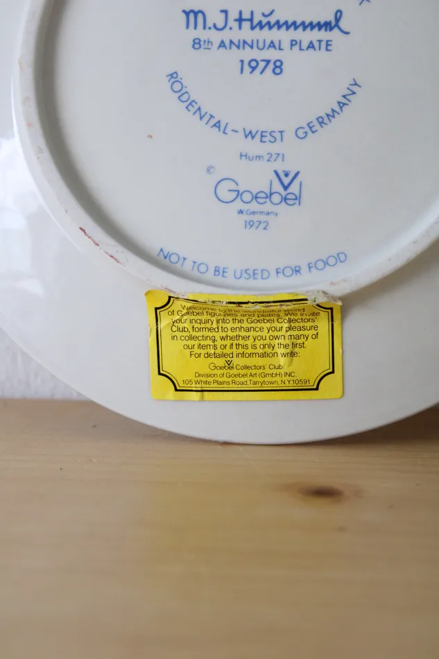 Earrings Goebel MJ Hummel Goebel W Germany 8th Annual Plate 1978