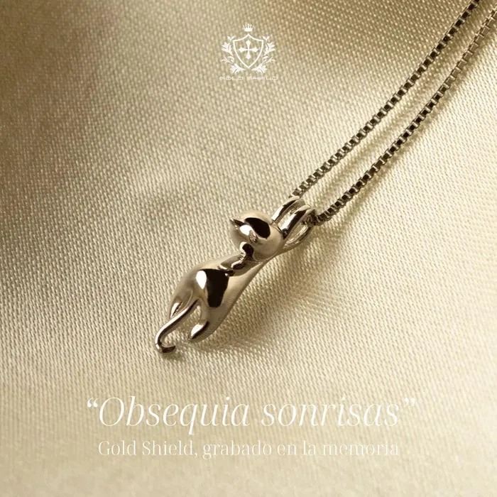 Earrings Gold Shield Cadenas de plata para Mujer con Gatito
