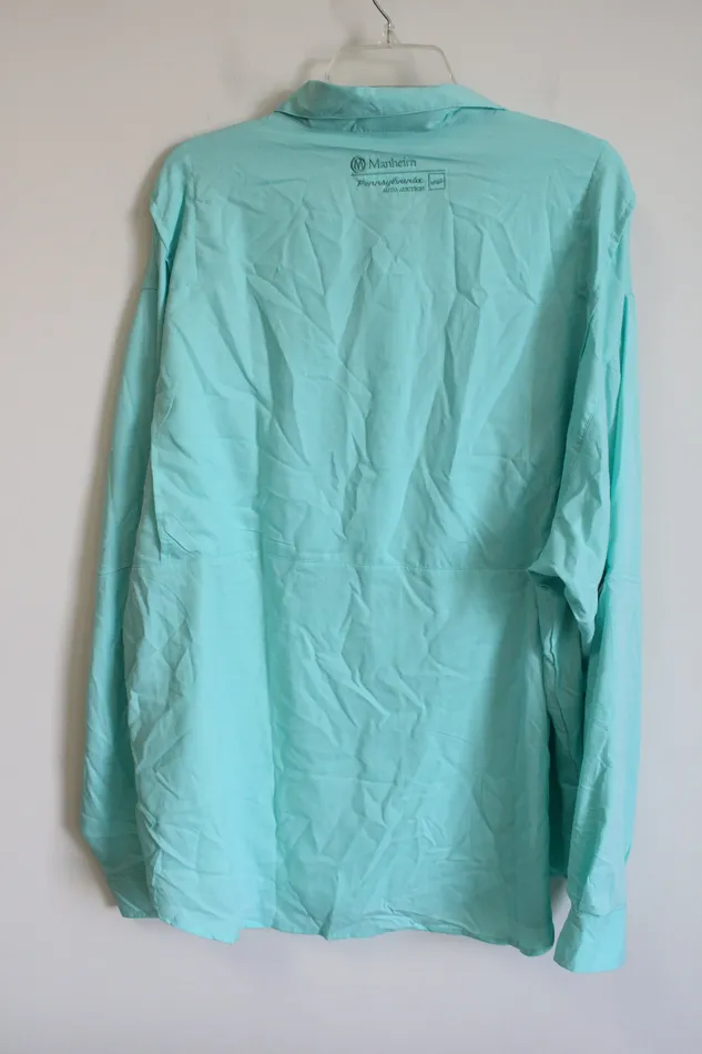 Earrings Hilton NEW Outdoor By Hilton Nissan Blue Button Down UPF 40 Shirt