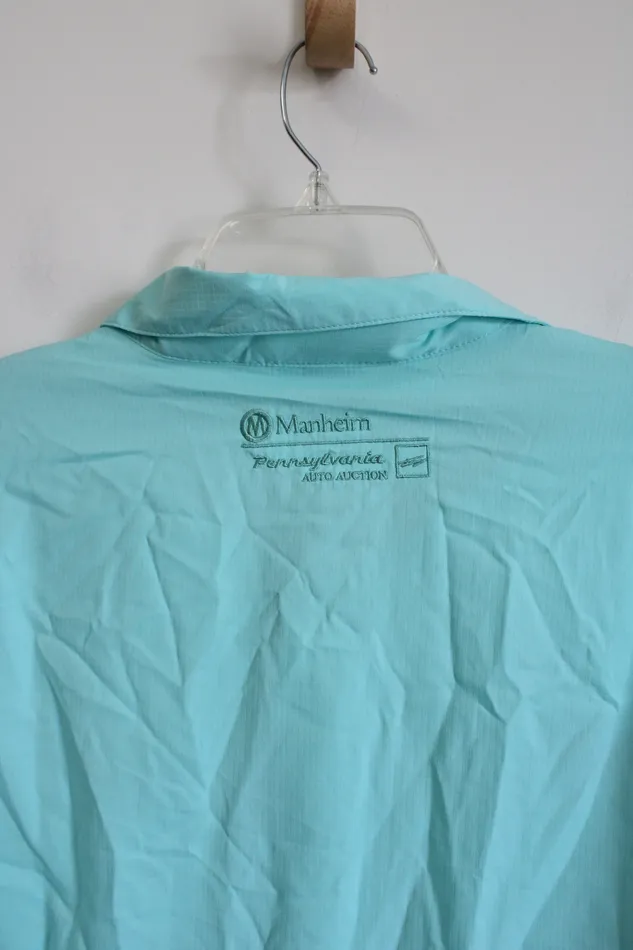 Earrings Hilton NEW Outdoor By Hilton Nissan Blue Button Down UPF 40 Shirt