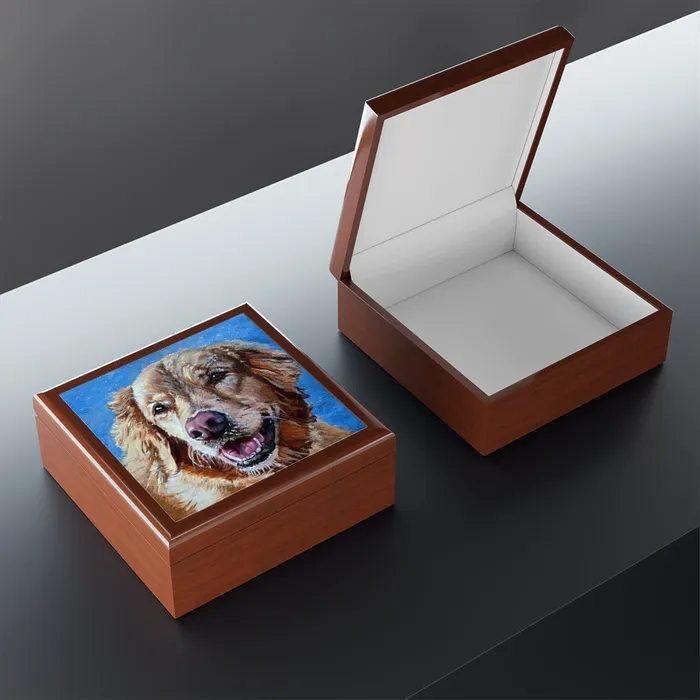 Earrings Jewelry Box Keepsake Box Golden Retriever Lacquer Box Portraits by NC Earrings Jewelry Box Keepsake Box Golden Retriever Lacquer Box Portraits by NC