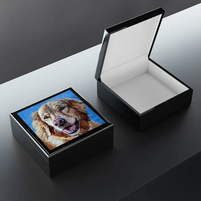 Earrings Jewelry Box Keepsake Box Golden Retriever Lacquer Box Portraits by NC