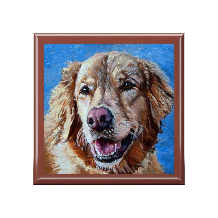 Earrings Jewelry Box Keepsake Box Golden Retriever Lacquer Box Portraits by NC