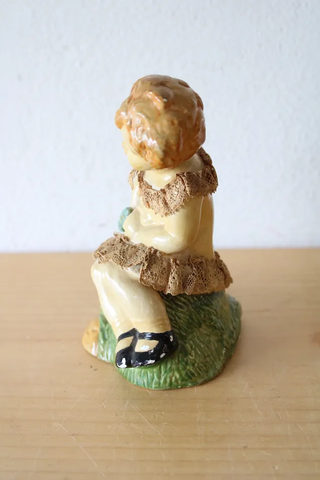 Earrings Jubilee Thrift 1951 Painted Porcelain Child Antique Figurine