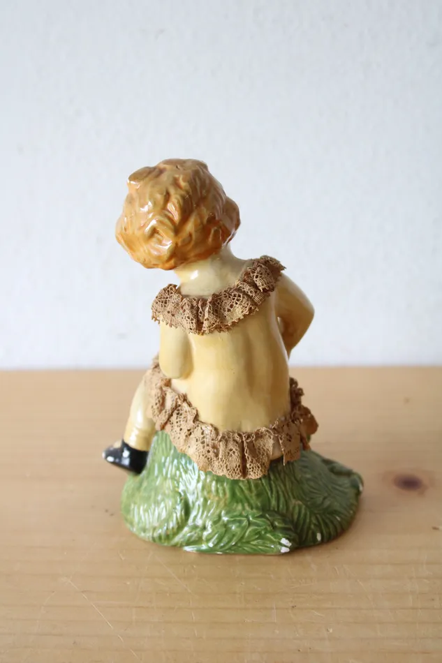 Earrings Jubilee Thrift 1951 Painted Porcelain Child Antique Figurine