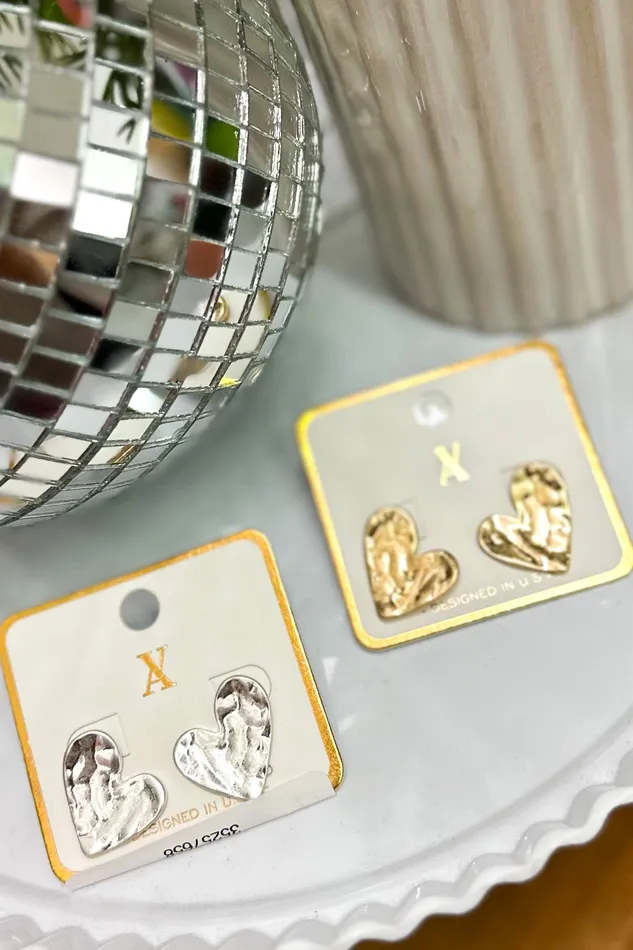 Earrings Judson Hammered Metal Heart Drop Earrings Silver