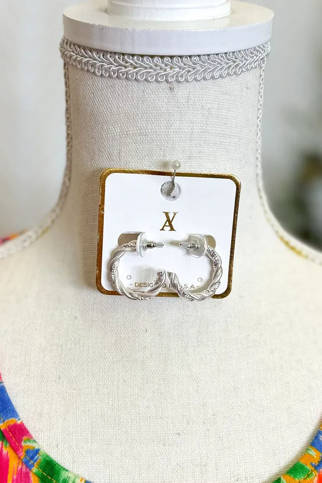 Earrings Judson Triple Strand Twisted Metal Drop Hoop Earring Silver