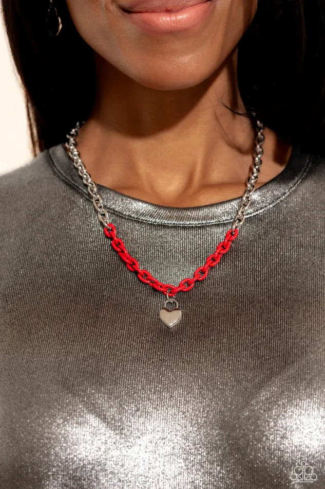 Earrings Locked Down Red Paparazzi Accessories