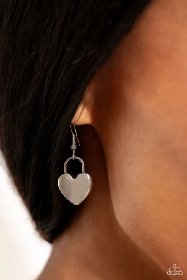 Earrings Locked Down Red Paparazzi Accessories