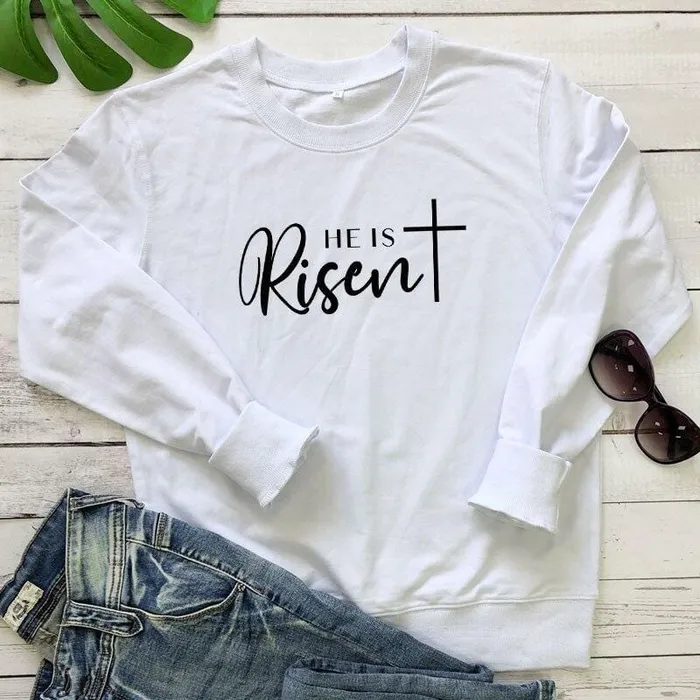 Earrings Lords Guidance Christian Sweatshirt br He Is Risen