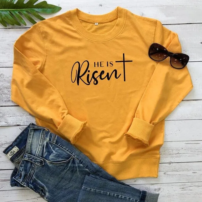 Earrings Lords Guidance Christian Sweatshirt br He Is Risen