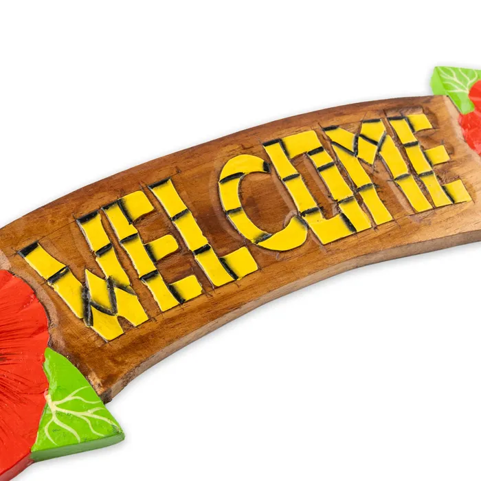 Earrings MARUEGERTZ Handmade Wooden Hibiscus Welcome Sign