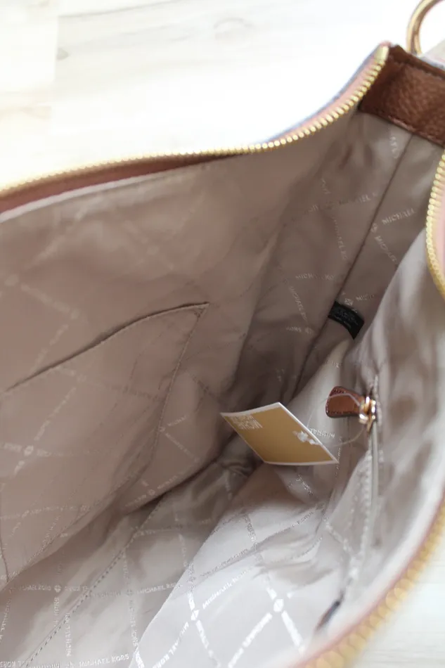 Earrings Michael Kors NEW MICHAEL Michael Kors Aria Beige Monogram Purse