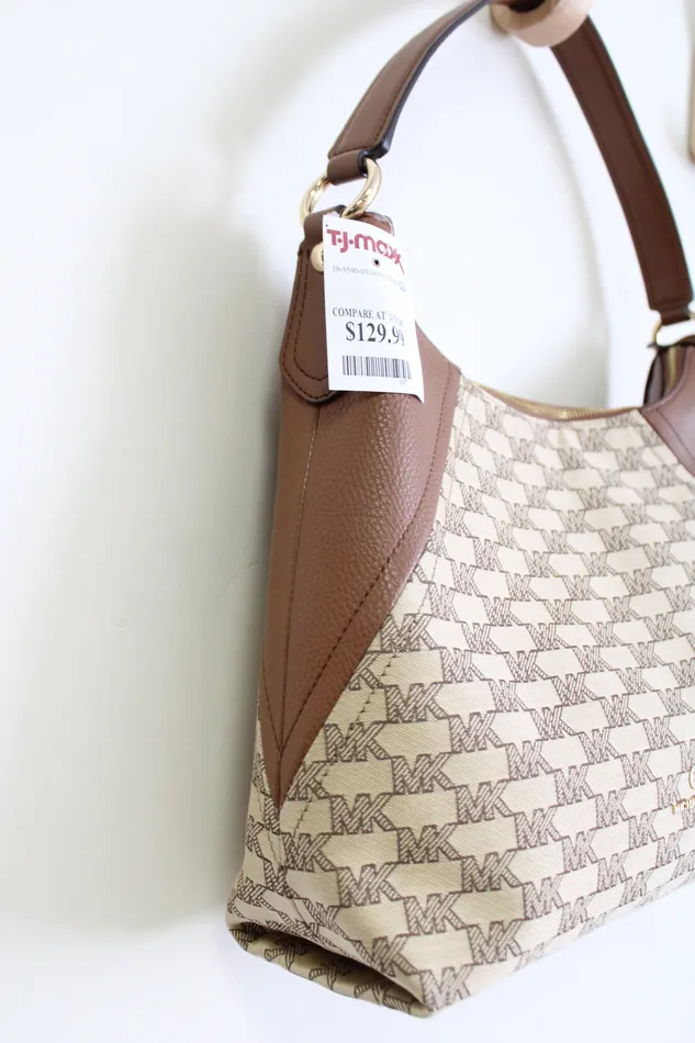 Earrings Michael Kors NEW MICHAEL Michael Kors Aria Beige Monogram Purse
