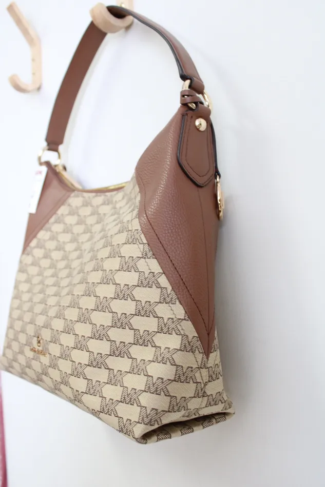Earrings Michael Kors NEW MICHAEL Michael Kors Aria Beige Monogram Purse