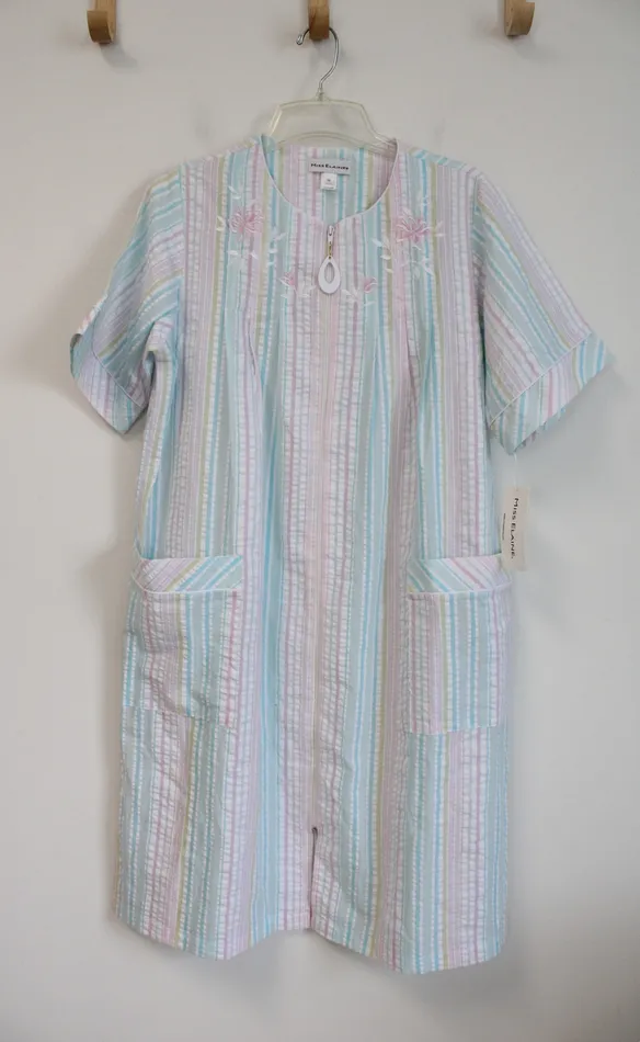 Earrings Miss Elaine NEW Miss Elaine MultiColored Striped Zip Up Nightgown M Earrings Miss Elaine NEW Miss Elaine MultiColored Striped Zip Up Nightgown M