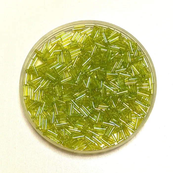Earrings Miyuki Bugles size 6mm 0258 Transparent Chartreuse AB Green bugles 6mm Peppy Beads Earrings Miyuki Bugles size 6mm 0258 Transparent Chartreuse AB Green bugles 6mm Peppy Beads