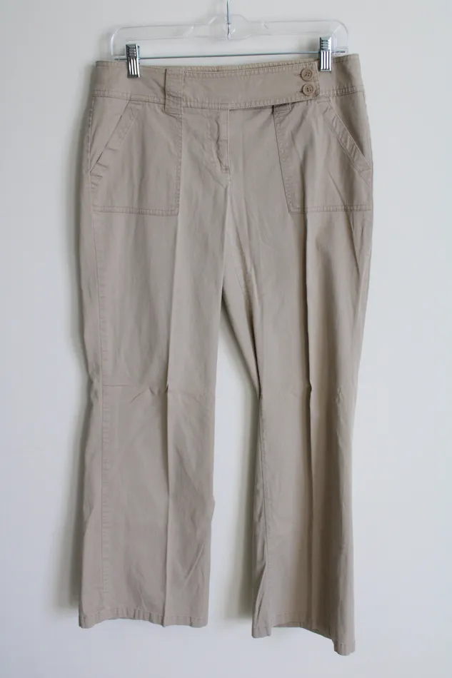 Earrings New York Co Tan Chino Flare Leg Pant 8 New York Company