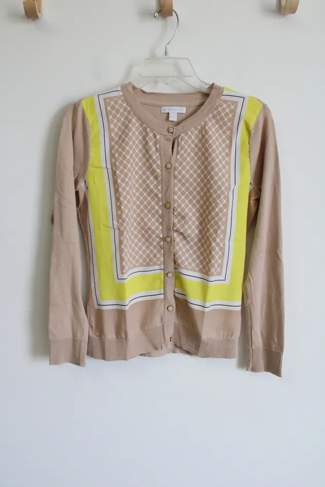 Earrings New York Company New York Co Tan Yellow Patterned Cardigan S