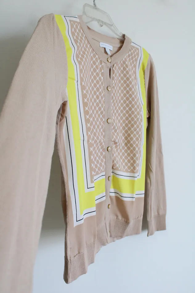 Earrings New York Company New York Co Tan Yellow Patterned Cardigan S