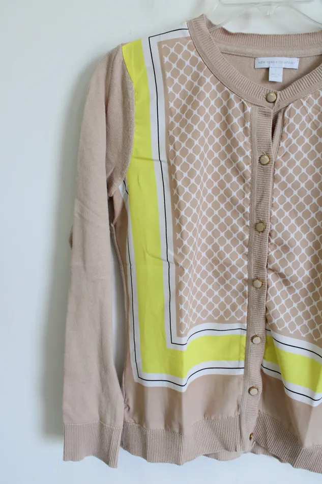Earrings New York Company New York Co Tan Yellow Patterned Cardigan S