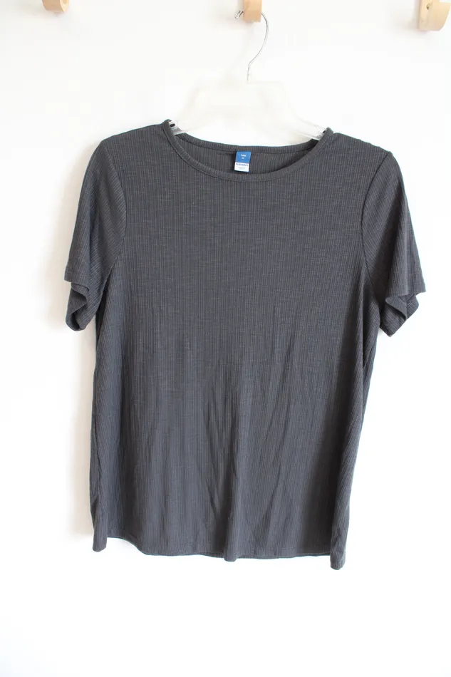 Earrings Old Navy Old Navy Luxe Gray Ribbed Short Sleeved Shirt M