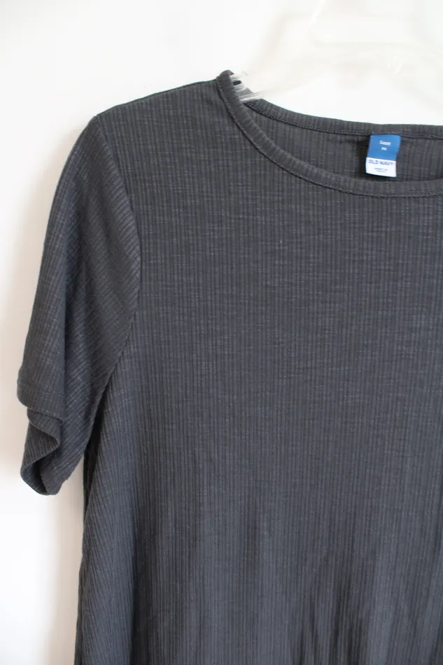 Earrings Old Navy Old Navy Luxe Gray Ribbed Short Sleeved Shirt M