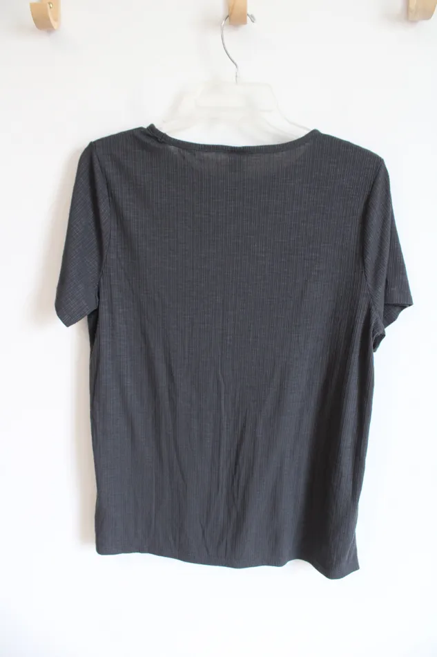 Earrings Old Navy Old Navy Luxe Gray Ribbed Short Sleeved Shirt M