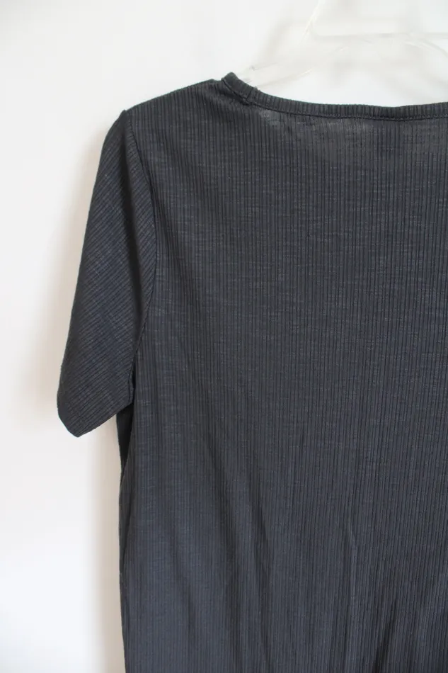 Earrings Old Navy Old Navy Luxe Gray Ribbed Short Sleeved Shirt M