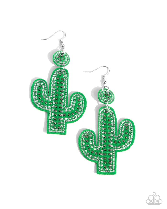 Earrings Paparazzi Accessories Cactus Cameo Green