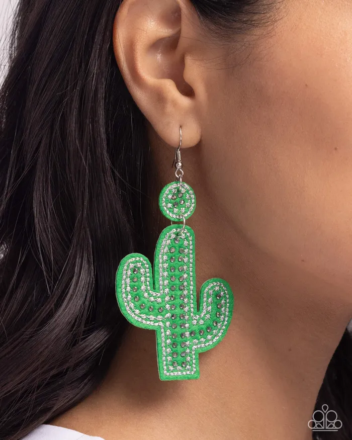 Earrings Paparazzi Accessories Cactus Cameo Green