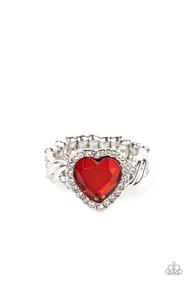 Earrings Paparazzi Accessories Committed to Cupid Red