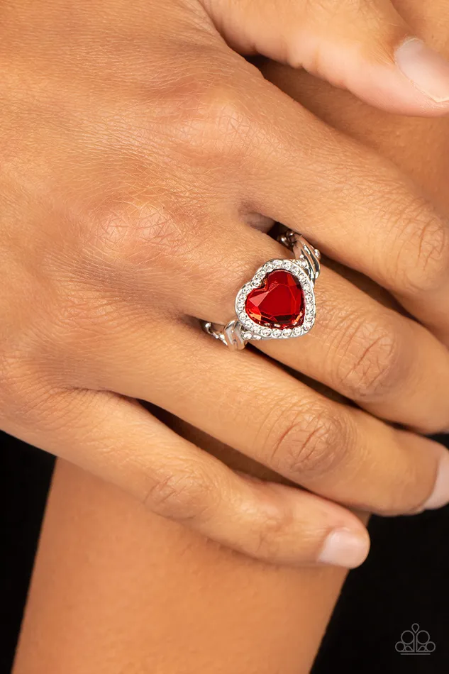 Earrings Paparazzi Accessories Committed to Cupid Red