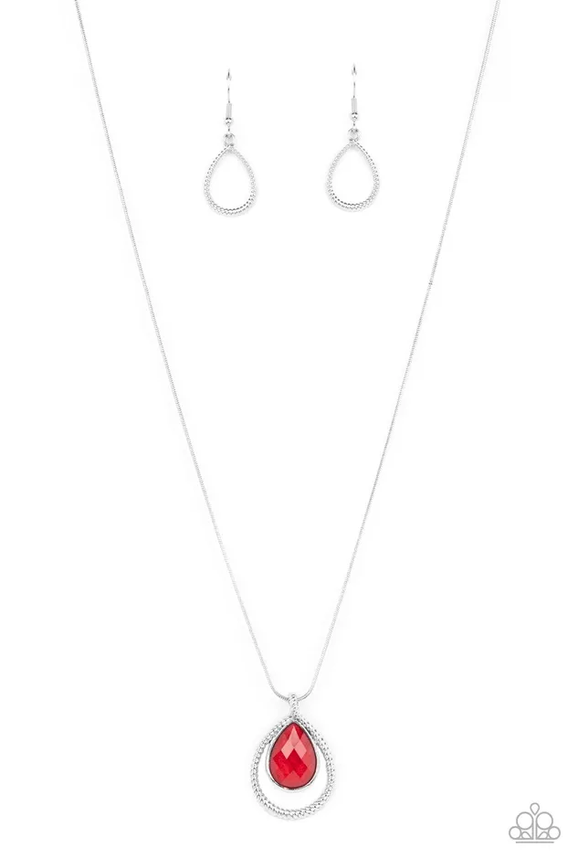 Earrings Paparazzi Accessories Gorgeously Glimmering Red