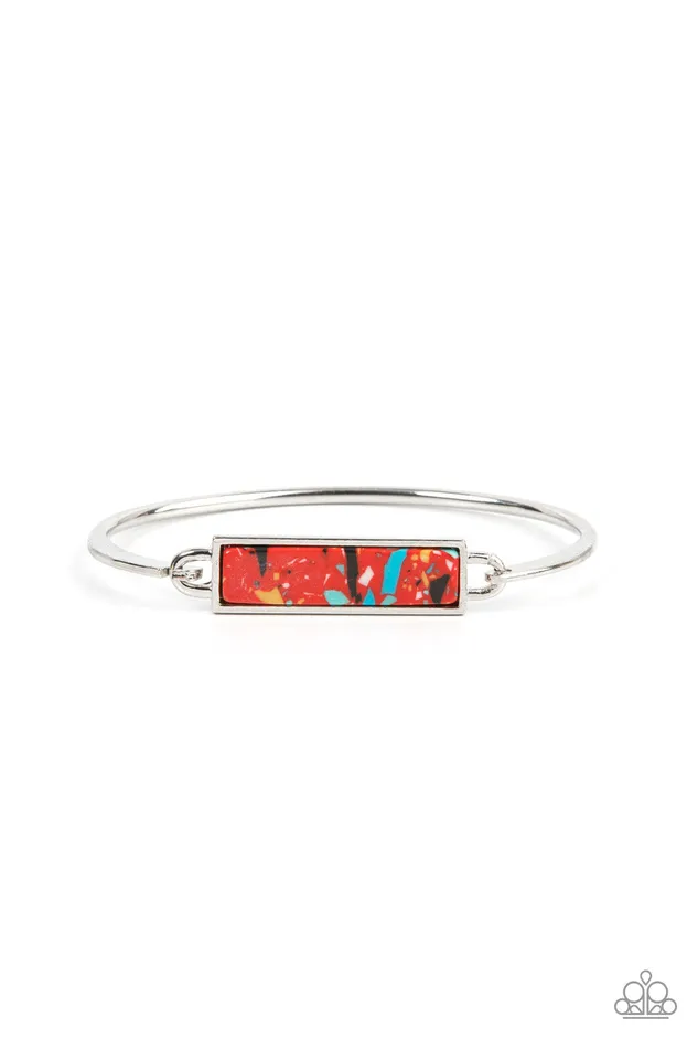 Earrings Paparazzi Accessories Terrazzo Tarot Red