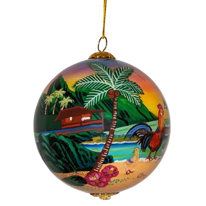 Earrings PATCHOFSHADEINC Maui by Design Handpainted Hawaiian Glass Christmas Ornament Earrings PATCHOFSHADEINC Maui by Design Handpainted Hawaiian Glass Christmas Ornament