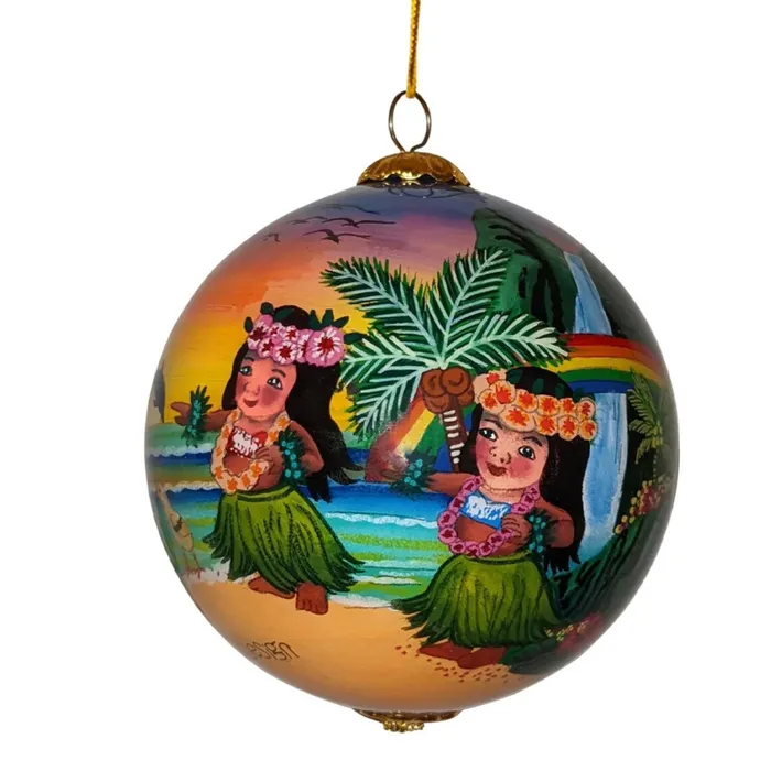 Earrings PATCHOFSHADEINC Maui by Design Handpainted Hawaiian Glass Christmas Ornament
