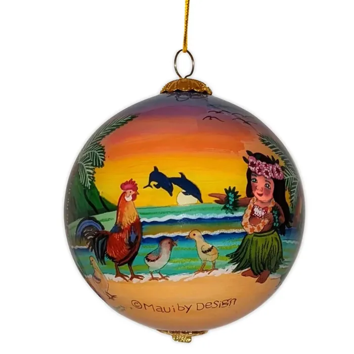 Earrings PATCHOFSHADEINC Maui by Design Handpainted Hawaiian Glass Christmas Ornament