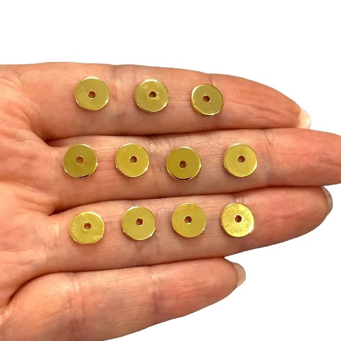 Earrings Peppy Beads 24Kt Gold Plated 8mm Rondelle Spacers 10 pcs in a pack