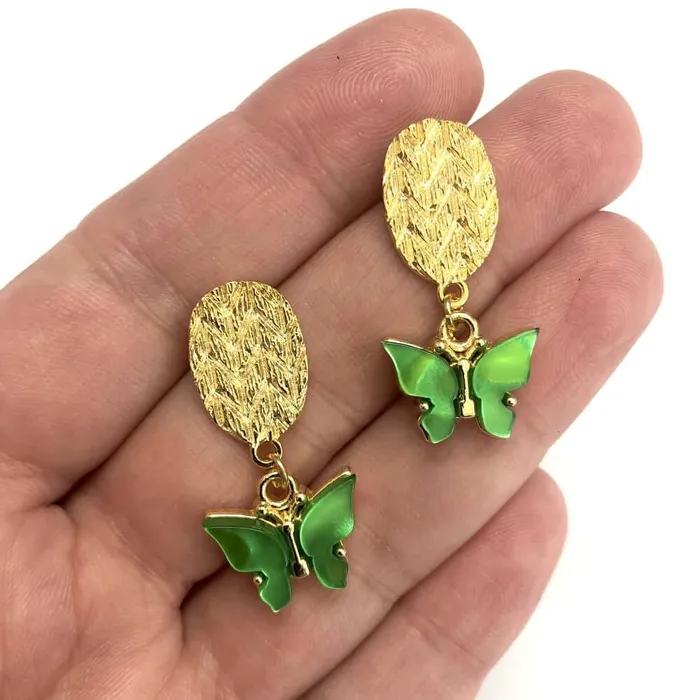 Earrings Peppy Beads 24Kt Gold Plated Brass Oval Stud Earrings 2 pcs in a pack