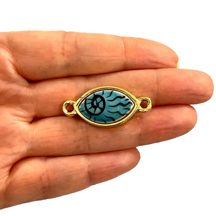 Earrings Peppy Beads 24Kt Gold Plated Hand MadePaint Ceramic Eye Connector