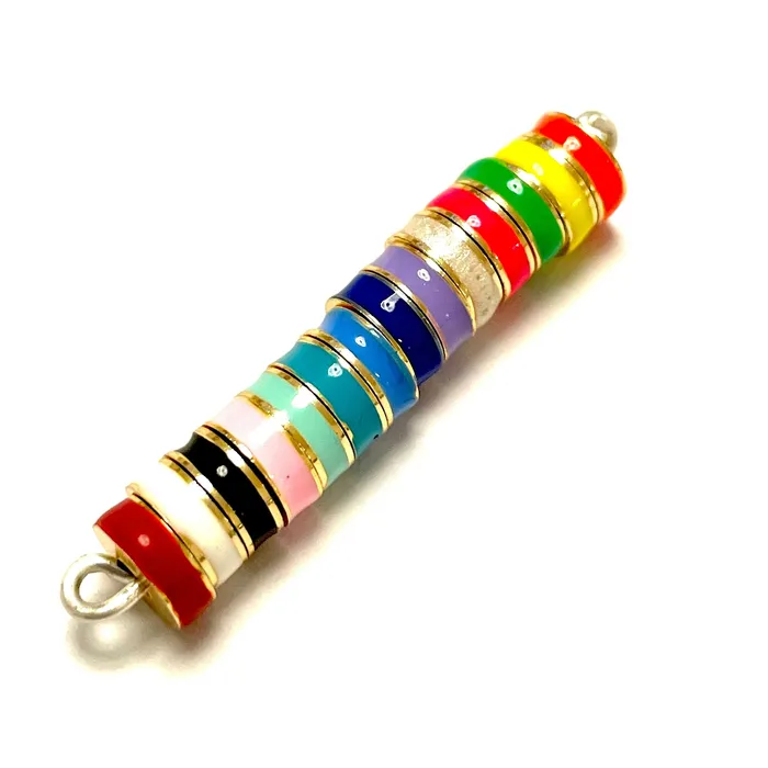Earrings Peppy Beads 24Kt Gold Plated Ivory Enamelled Large Hole Rondelle Spacers 5 Pcs in a pack