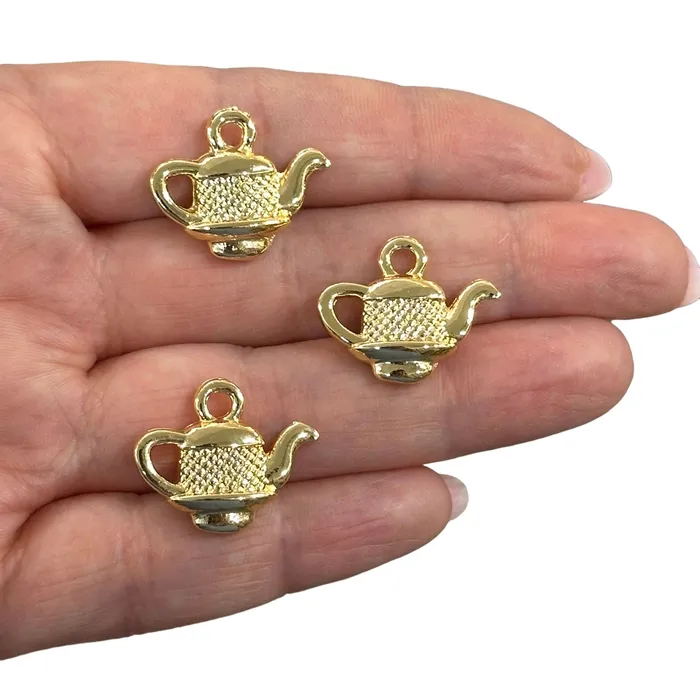 Earrings Peppy Beads 24Kt Gold Plated Tea Pot Charms Gold Tea Time Collection Charms 3 pcs in a pack Earrings Peppy Beads 24Kt Gold Plated Tea Pot Charms Gold Tea Time Collection Charms 3 pcs in a pack