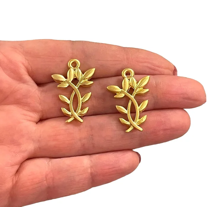 Earrings Peppy Beads 24Kt Matte Gold Plated Leaves Charms