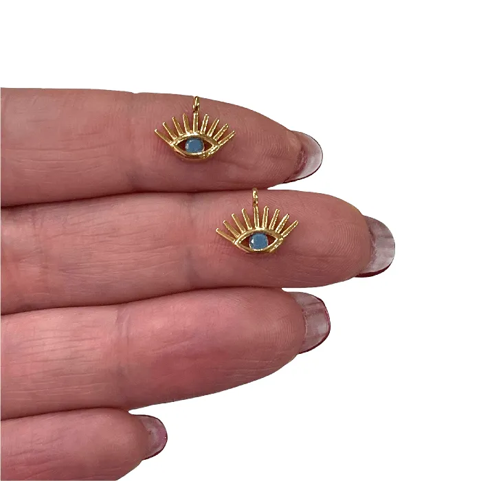 Earrings Peppy Beads 24Kt Shiny Gold Plated Blue Eye Zirconia Charms 2 pcs in a pack Earrings Peppy Beads 24Kt Shiny Gold Plated Blue Eye Zirconia Charms 2 pcs in a pack
