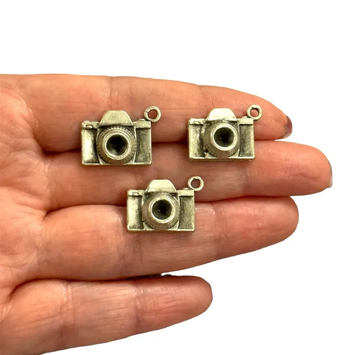 Earrings Peppy Beads Antique Silver Plated Camera Charms 3 pcs in a pack
