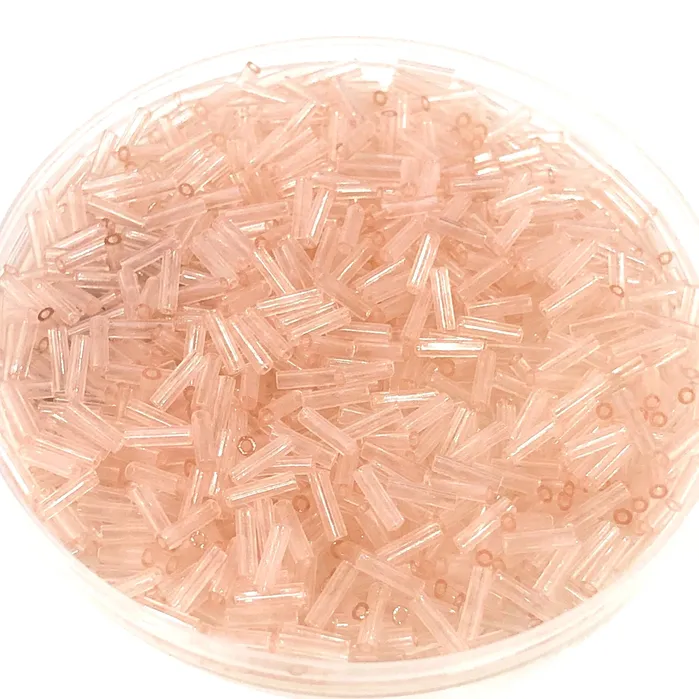 Earrings Peppy Beads Miyuki Bugles size 6mm 0155 Transparent Pale Pink 10 grams Earrings Peppy Beads Miyuki Bugles size 6mm 0155 Transparent Pale Pink 10 grams